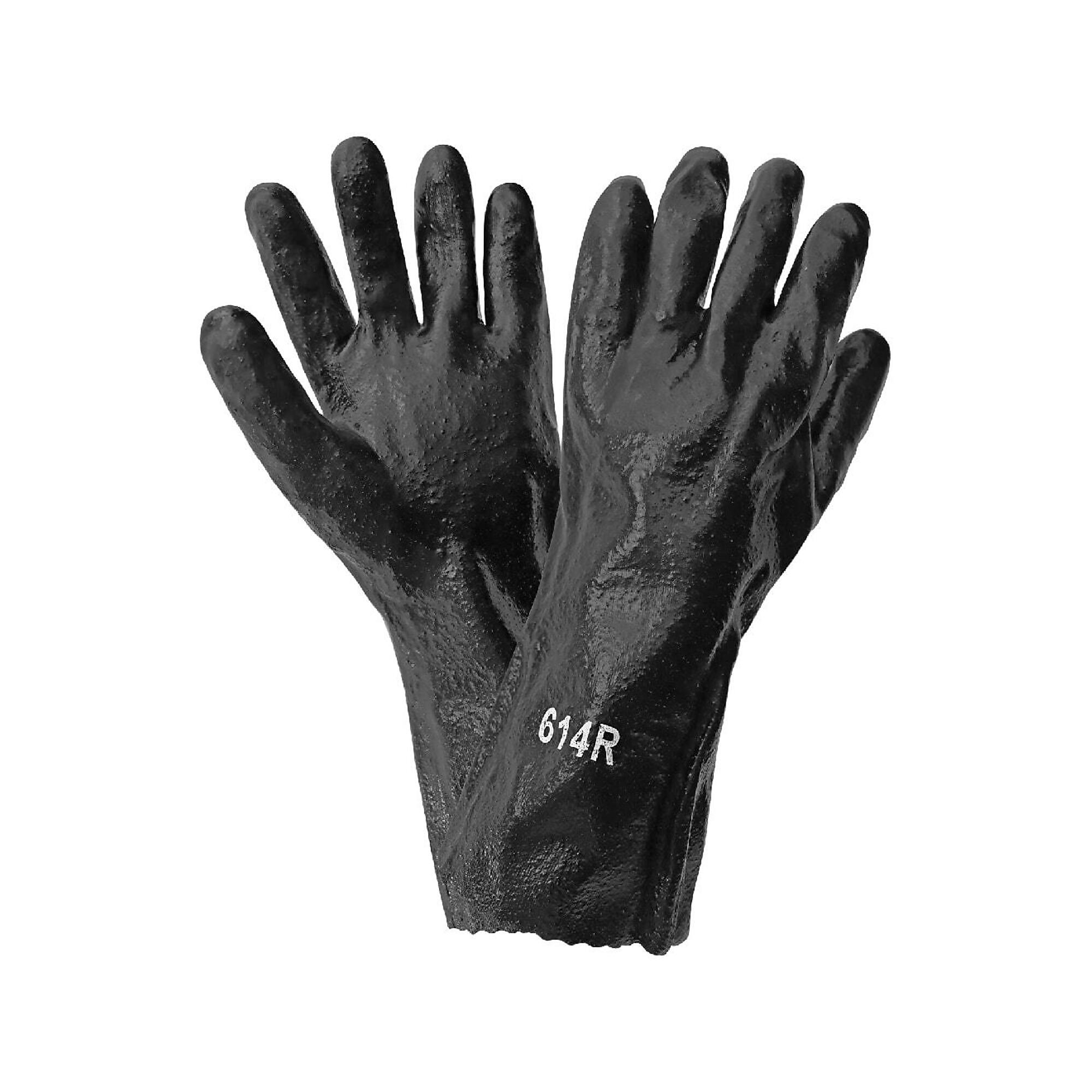 Global Glove 14-Inch Black PVC Chemical Resistant Gloves - 12 Pairs